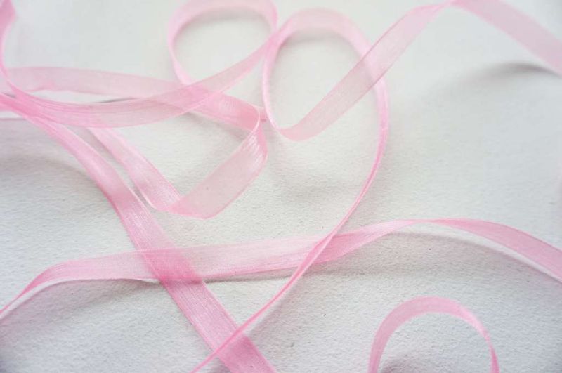 Organzabånd, 10 mm, rosa, 10 meter