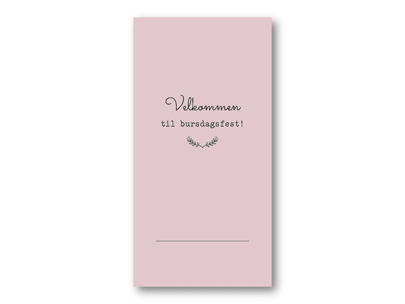 Bordkort | Velkommen til bursdagsfest | 6,4x13 cm
