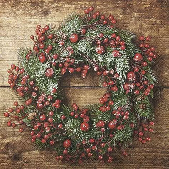 Hovedbilde Servietter, Berry Wreath, vanlig 33x33