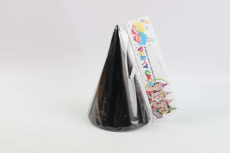 Partyhatt, papp, 6 stk, sort