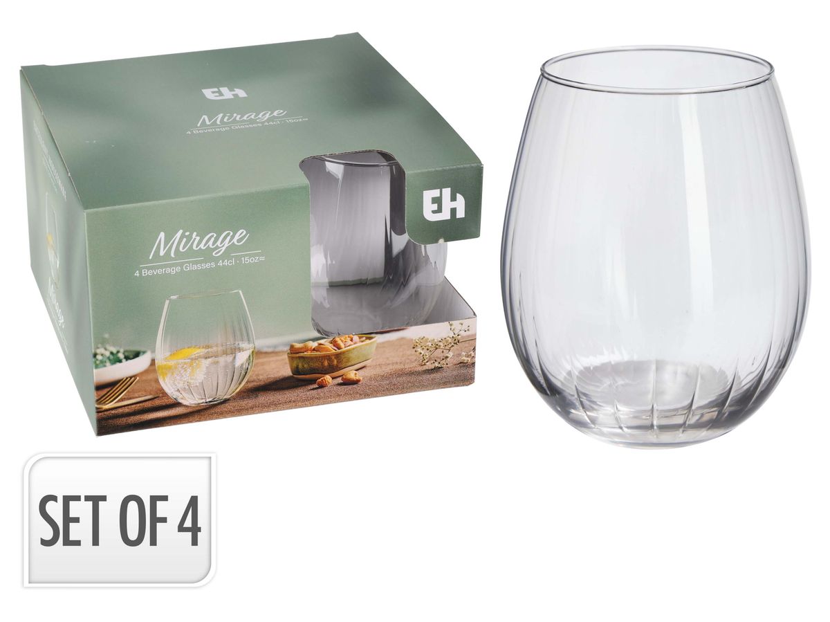 Drikkeglass med riller, 4-pk  420ml