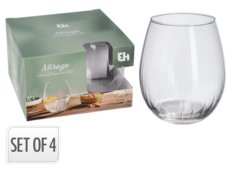 Drikkeglass med riller, 4-pk  420ml