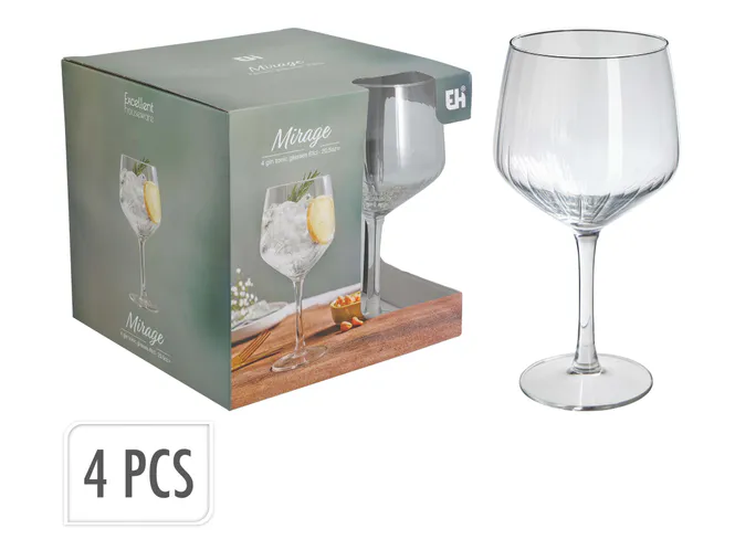 Hovedbilde Gin & tonic-glass med riller, 4-pk  610ml