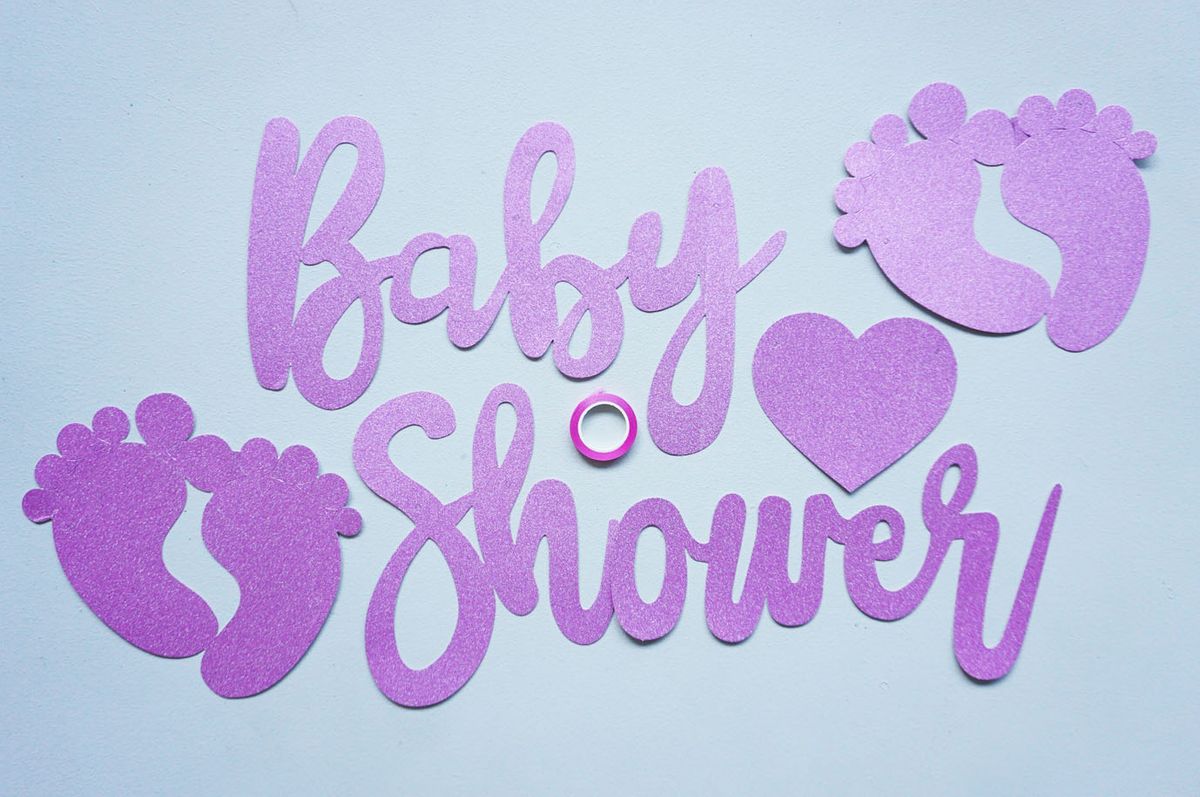 Girlander, 4,5 meter, rosa, baby shower