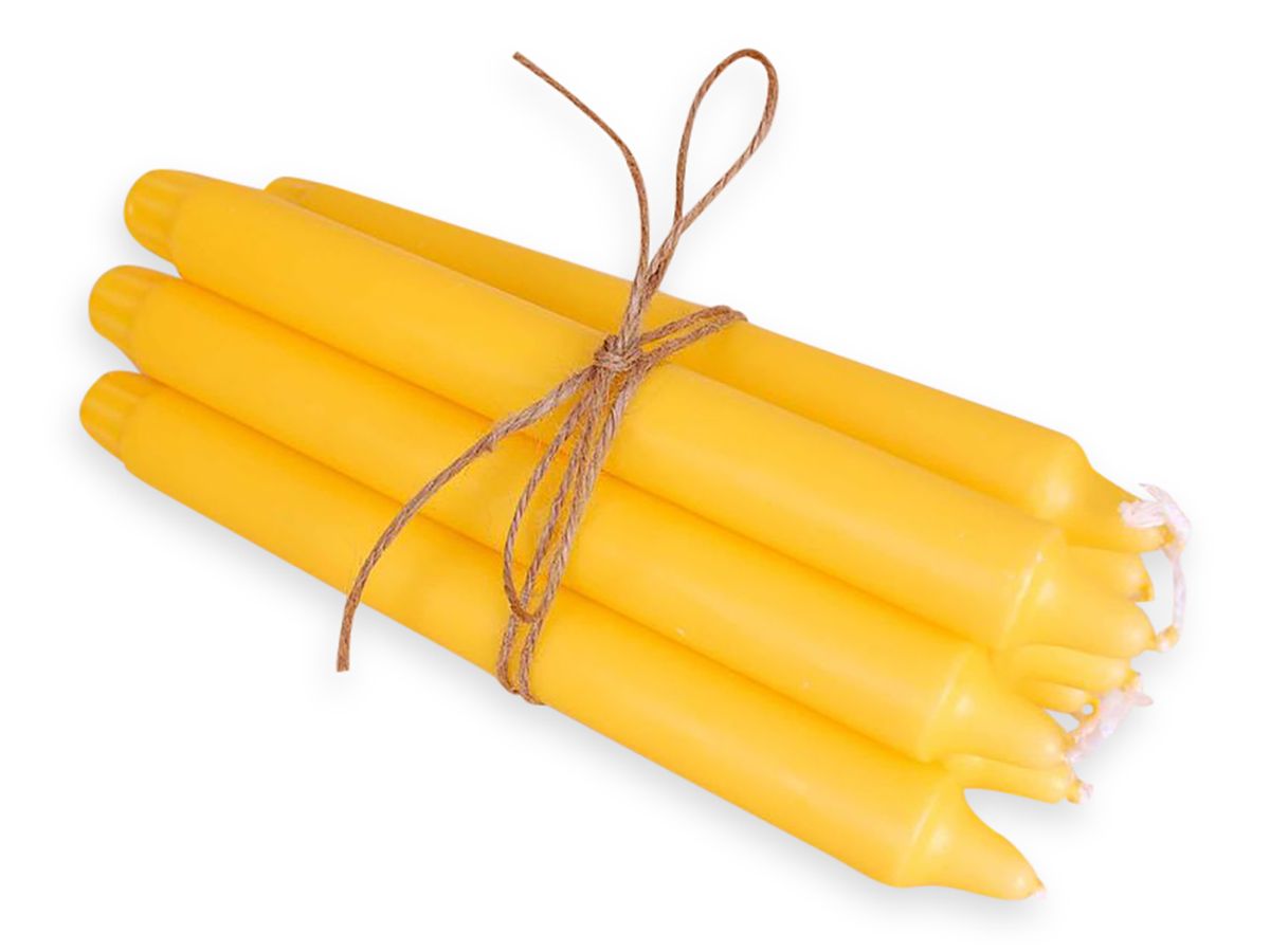 Ren stearinlys 24 cm, 8 pk, Gul